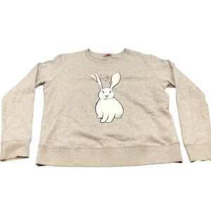 Kate Spade Sweatshirt Womens M Gray Bunny Rabbit Graphic Crewneck KA992